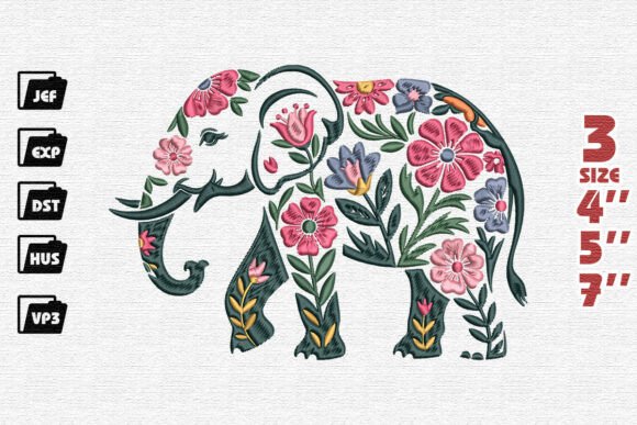 Review: Colorful Folk Art Floral Elephant Embroidery