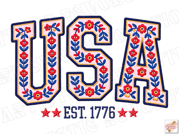 Reviewing Floral Embroidery USA Png Retro America