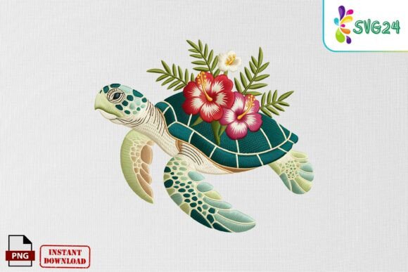 Reviewing Floral Sea Turtle Embroidery Art PNG for Boutique Sweatshirts